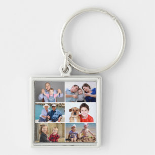 Add Your Own 6 Photo Collage Personalized Keychain