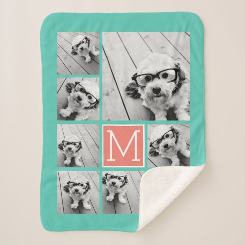Add Your Own 8 Photo Collage __ CAN edit COLOR Sherpa Blanket
