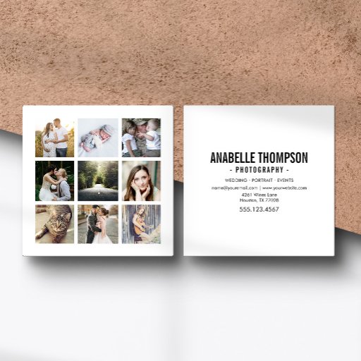 Customizable Add Your Own 9 Photo Gallery  | Photography Square Business Card
