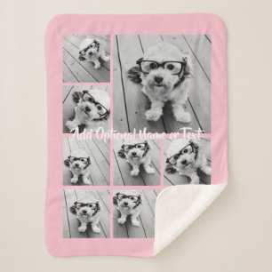 Add Your Own 9 Photos Collage - CAN edit pink Sherpa Blanket
