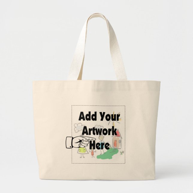 Add your own Artwork or Kid's Artwork for gifts Large Tote Bag (Front)