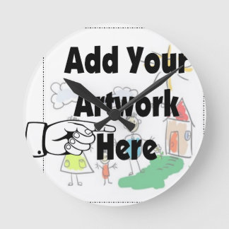 Add your own Artwork or Kid's Artwork for gifts Round Clock