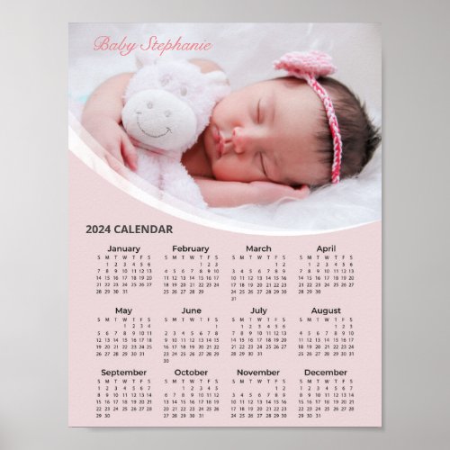 Add Your Own Baby Photo 2024 Calendar  Poster