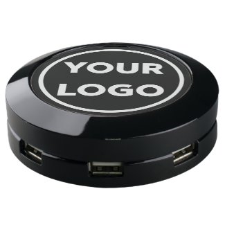 Add Your Own Business Company Logo on Black USB Charging Station
