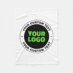 Add Your Own Business Logo or Uploaded Design Fleece Blanket