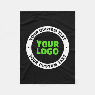 Add Your Own Business Logo or Uploaded Design Fleece Blanket