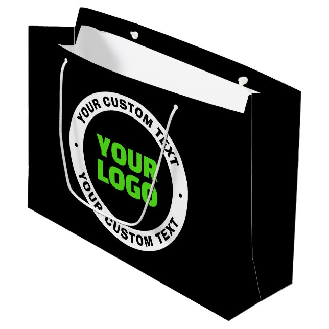 Add Your Own Business Logo or Uploaded Design Large Gift Bag (Front Angled)