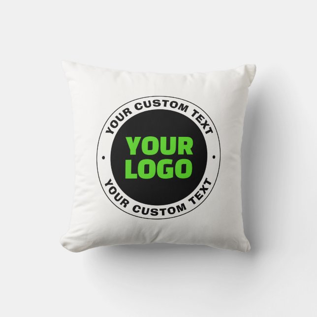 Add Your Own Business Logo or Uploaded Design Throw Pillow (Front)