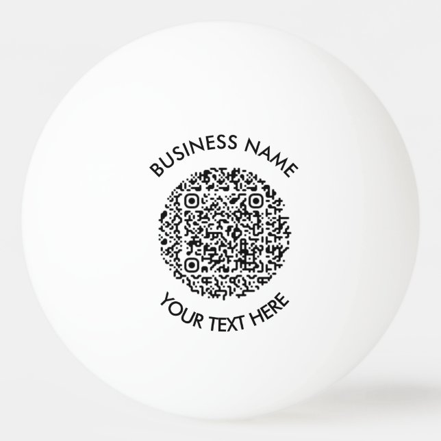 Add your own business QR Code Logo Minimal Simple Ping Pong Ball (Front)