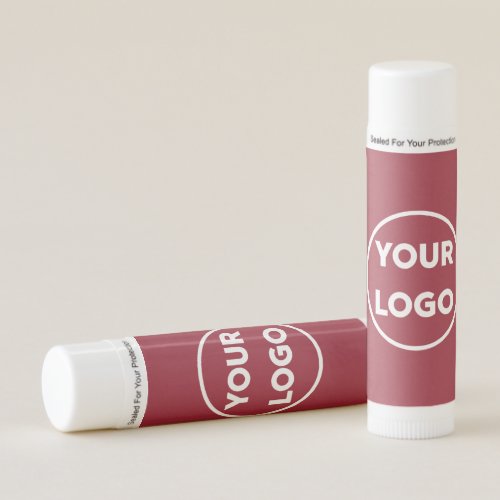 Add Your Own Company Logo on Burgundy Lip Balm