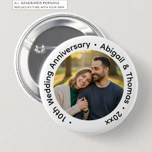 Add Your Own Couple Photo 10th Wedding Anniversary Button