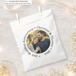 Add Your Own Couple Photo 10th Wedding Anniversary Favor Bag