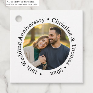 Add Your Own Couple Photo 10th Wedding Anniversary Favor Tags