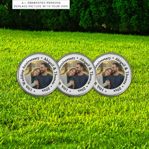 Add Your Own Couple Photo 10th Wedding Anniversary Golf Ball Marker