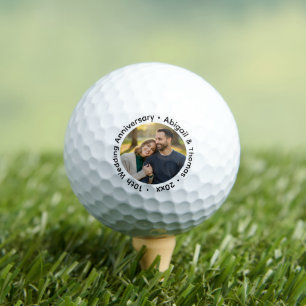 Add Your Own Couple Photo 10th Wedding Anniversary Golf Balls