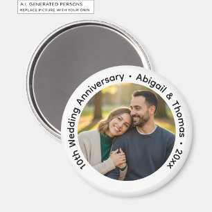 Add Your Own Couple Photo 10th Wedding Anniversary Magnet