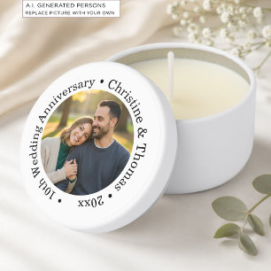 Add Your Own Couple Photo 10th Wedding Anniversary Mini Candle Favors