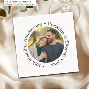 Add Your Own Couple Photo 10th Wedding Anniversary Napkins