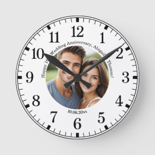 Add Your Own Couple Photo 10th Wedding Anniversary Round Clock