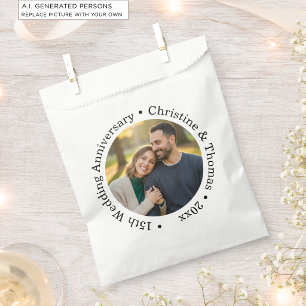 Add Your Own Couple Photo 15th Wedding Anniversary Favor Bag