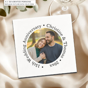 Add Your Own Couple Photo 15th Wedding Anniversary Napkins
