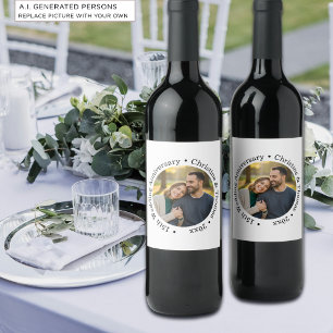 Add Your Own Couple Photo 15th Wedding Anniversary Wine Label