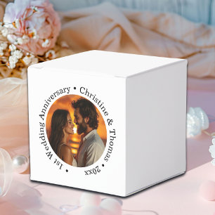 Add Your Own Couple Photo 1st Wedding Anniversary Favor Boxes
