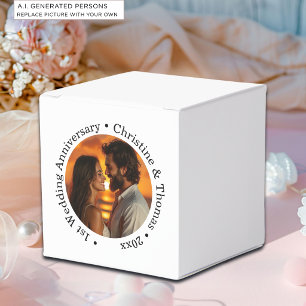 Add Your Own Couple Photo 1st Wedding Anniversary Favor Boxes