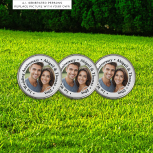 Add Your Own Couple Photo 1st Wedding Anniversary Golf Ball Marker