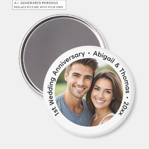 Add Your Own Couple Photo 1st Wedding Anniversary Magnet