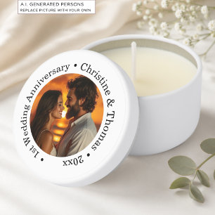 Add Your Own Couple Photo 1st Wedding Anniversary Mini Candle Favors