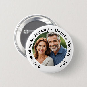 Add Your Own Couple Photo 20th Wedding Anniversary Button