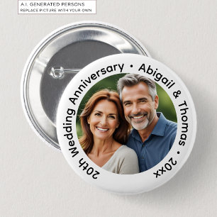 Add Your Own Couple Photo 20th Wedding Anniversary Button