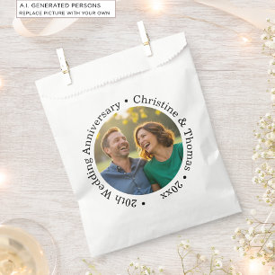 Add Your Own Couple Photo 20th Wedding Anniversary Favor Bag