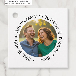 Add Your Own Couple Photo 20th Wedding Anniversary Favor Tags