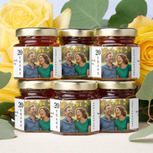 Add Your Own Couple Photo 20th Wedding Anniversary Honey Jar Favors