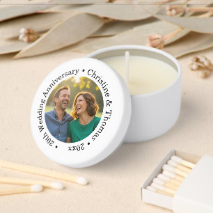 Add Your Own Couple Photo 20th Wedding Anniversary Mini Candle Favors