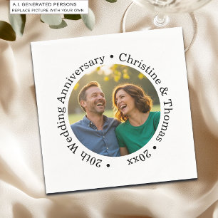 Add Your Own Couple Photo 20th Wedding Anniversary Napkins