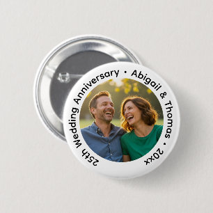 Add Your Own Couple Photo 25th Wedding Anniversary Button