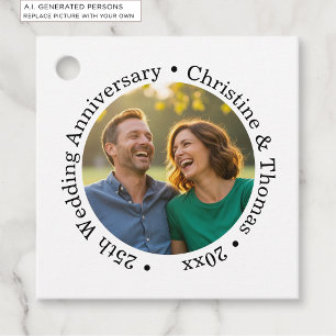 Add Your Own Couple Photo 25th Wedding Anniversary Favor Tags
