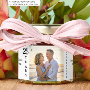 Add Your Own Couple Photo 25th Wedding Anniversary Honey Jar Favors
