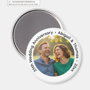 Add Your Own Couple Photo 25th Wedding Anniversary Magnet