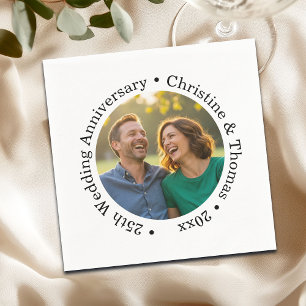 Add Your Own Couple Photo 25th Wedding Anniversary Napkins