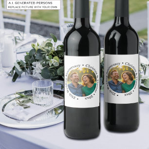 Add Your Own Couple Photo 25th Wedding Anniversary Wine Label