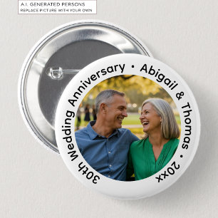 Add Your Own Couple Photo 30th Wedding Anniversary Button