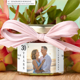 Add Your Own Couple Photo 30th Wedding Anniversary Honey Jar Favors