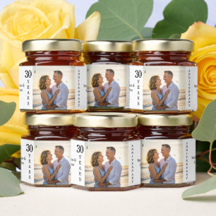 Add Your Own Couple Photo 30th Wedding Anniversary Honey Jar Favors