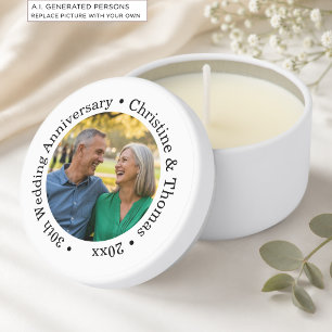 Add Your Own Couple Photo 30th Wedding Anniversary Mini Candle Favors