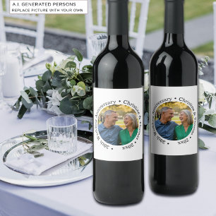 Add Your Own Couple Photo 30th Wedding Anniversary Wine Label