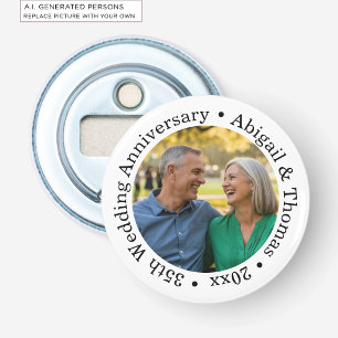Add Your Own Couple Photo 35th Wedding Anniversary Bottle Opener